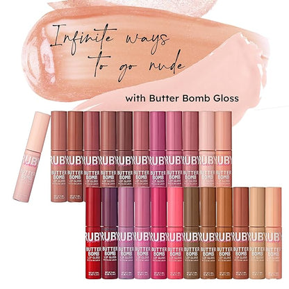 Ruby Kisses Lip Gloss Butter Bomb Gloss Non-Sticky Lip Gloss Vitamin E Natural Nude Lip Makeup - 7.8mL (0.26 US fl.oz) (Like A Virgin)
