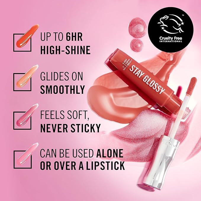 Rimmel London Stay Glossy, 455 Penny To My Name, Lip Gloss, Non-Sticky, Cruelty-Free, Color and Shine, Up To 6-Hour Wear, Precise Applicator, 0.18oz