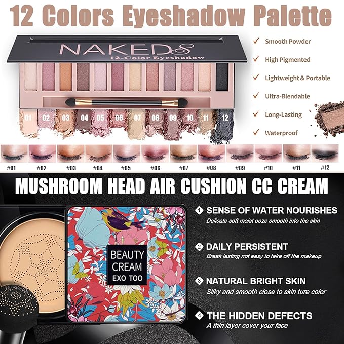 All in One Makeup Kit,Includes Naked