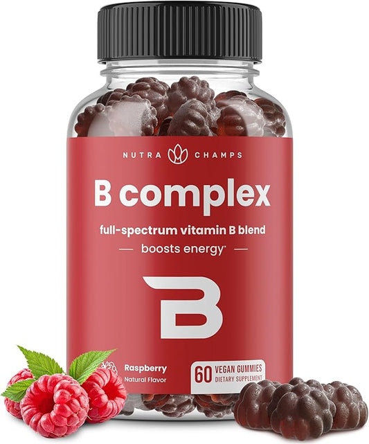 NutraChamps Vitamin B Complex Gummies, Vitamin B Gummies Boosts Energy, B Complex Vitamins B1, B2 (Riboflavin), B3 (Niacin), B5, B6, B7 (Biotin), B9 (Folic Acid), Methyl B12
