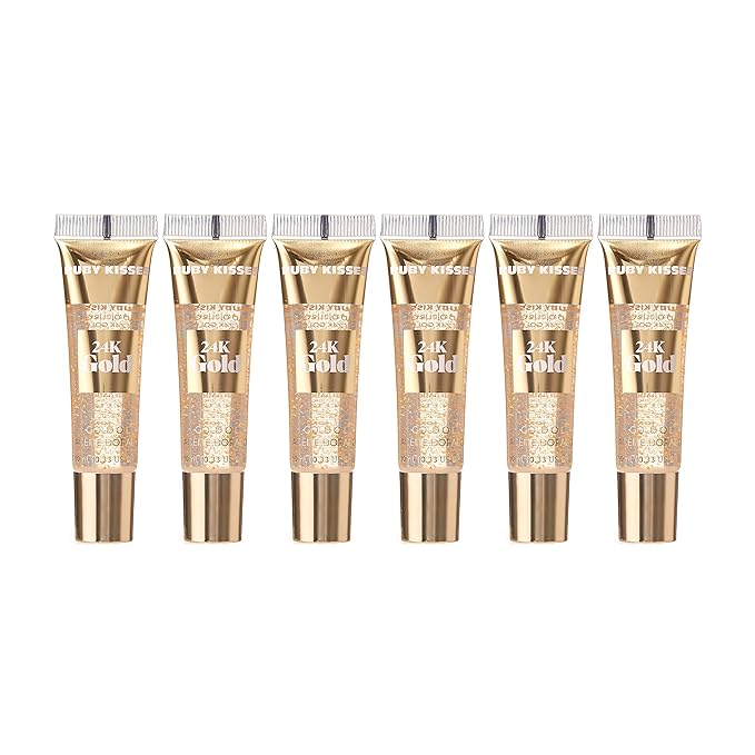 Ruby Kisses 24K Gold Oil Lip Gloss (6 Count, Gold)