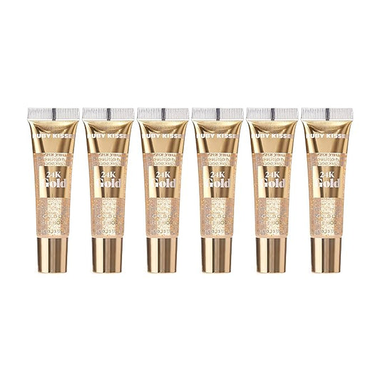 Ruby Kisses 24K Gold Oil Lip Gloss (6 Count, Gold)