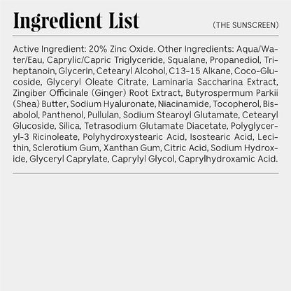 Nécessaire The Mineral Sunscreen SPF 30 PA+++. For The Body. Broad Spectrum. Zinc Oxide, Hyaluronic Acid, Niacinamide. Hydrate. Protect Against Sun Damage + Premature Aging. Dermatologist-Tested 5.1oz