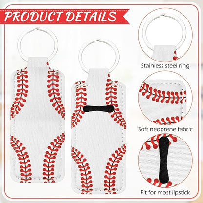Patelai 20 Pcs Softball Lipstick Holder Keychain Lipstick Holder Clip-on Sleeve Pouch (White)