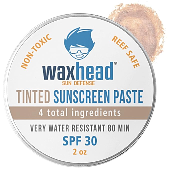 Waxhead Tinted Reef Safe Sunscreen Travel Sunscreen, Kids Sunscreen, Zinc Oxide Sunscreen Sunblock Paste, Tinted Sunscreen for Face, Sunscreen Waterproof, Sun Block, Zinc Sunscreen for Kids, Surf
