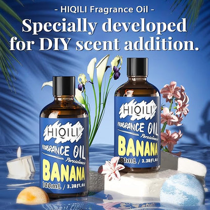 HIQILI Banana Essential Oil - Pure Fragrance Oil for Diffuser, Body, Candle Soap Perfume Lotion Making, 3.38 Fl Oz Halloween Thanksgiving