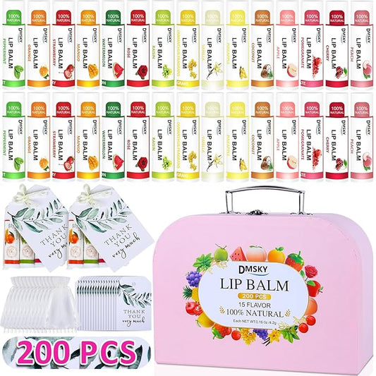 DMSKY 200 Pack Lip Balm, Natural