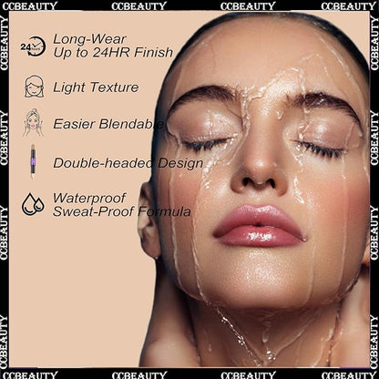 CCbeauty 2-IN-1 Matte Contour Stick Makeup,Cream Dual Highlighter & Waterproof