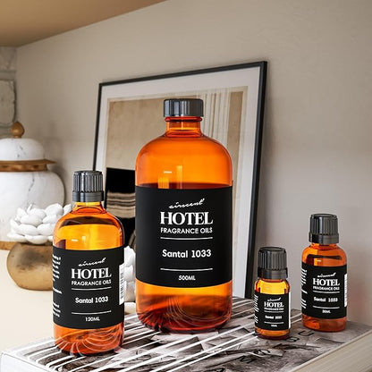 AirScent Santal Diffuser Oil No. 1033 - Santal-33 Inspired Perfume Dupe - Premium Fragrance Oil Blend for Ultrasonic and Waterless Diffusers and Crafting - 500 mL, 16.9 fl oz Glass Bottle