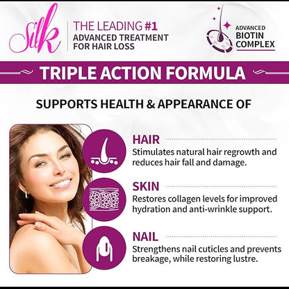 Silk Advanced Biotin Complex- Promotes Stronger, Longer, Hair-Healthier Skin- Ultimate Nail Strength