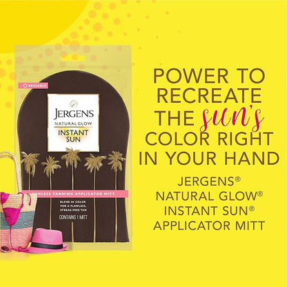 Jergens Natural Glow Body Applicator Mitt, Flawless, Streak-free Tanning Blender Glove, Reusable Tanning Mitt Protects Hands, Deep