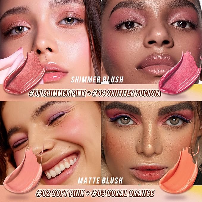 2 Pcs Cream Blush Stick Makeup Kit, Natural