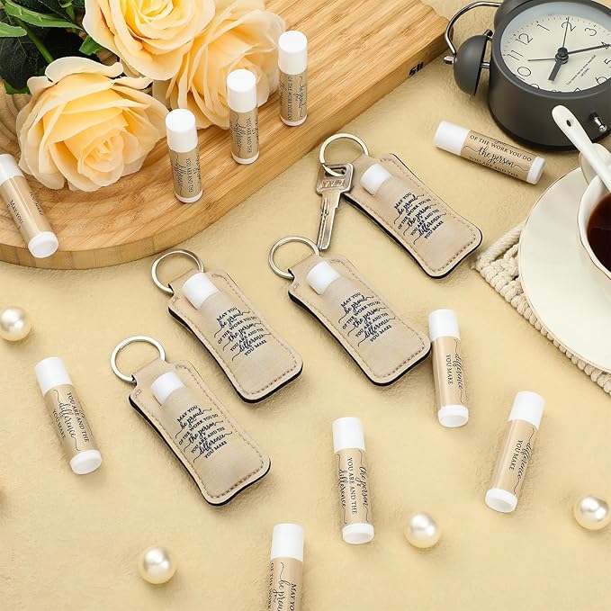 18 Sets Christian Inspiration Gift Lip Balm Bulk and Lipstick Holder Keychains Set Bible Verse Gift for Women Teacher Mom Church Favors(Proud)