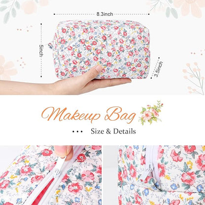 Soidram floral makeup bag quilted