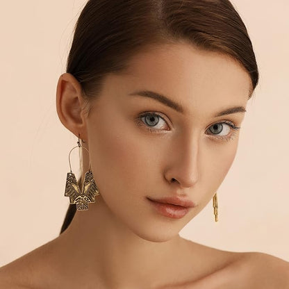 Zealmer Gold Geometric Earrings Statement Vintage