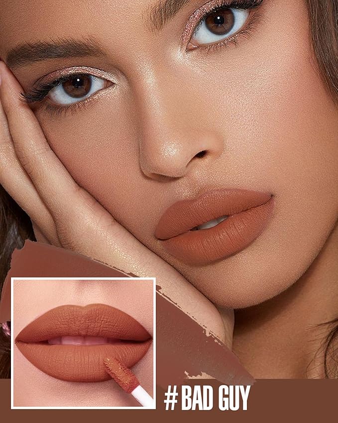 Brown Lipstick Matte, Nude Liquid Lipstick Long Lasting Long