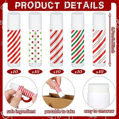 50 Pcs Christmas Peppermint Lip Balms Supplies