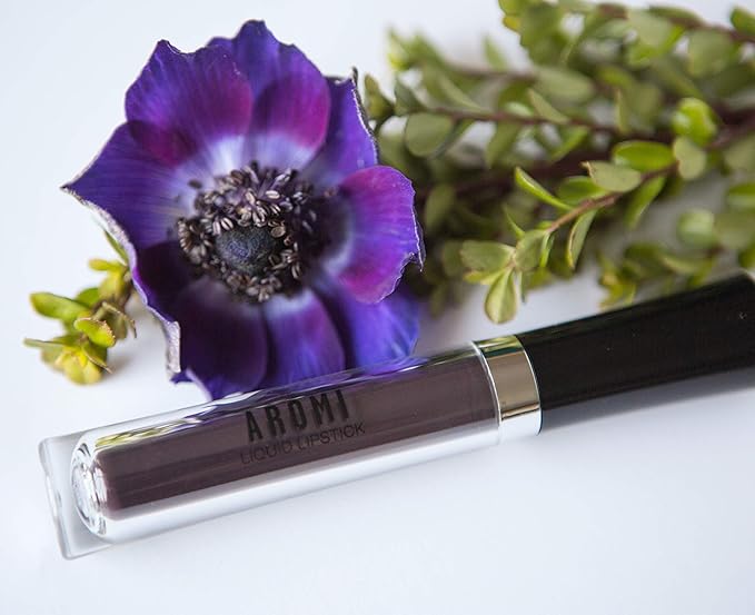 Aromi Black Plum Matte Liquid Lipstick, Dark Midnight Lip Color, Vegan and Cruelty-free, Long-lasting and Opaque Lipstick (Gothic Plum)