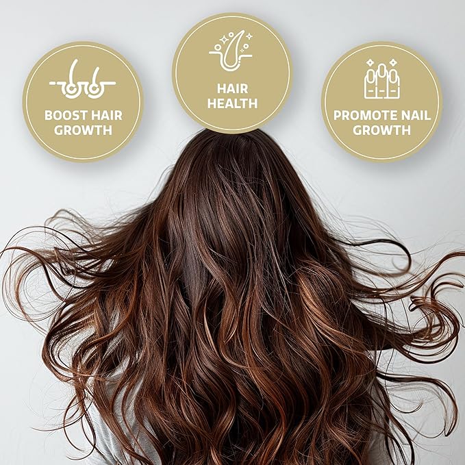 Hair Growth + Nails Vitamin | Zinc, Biotin, B-Vitamins and Kelp | Reduces Hair Loss and thinning | Hair Growth Complex Supplement for Women | Extra Strength | 60 Capsules