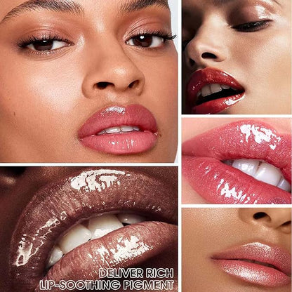 Rose Red Lip Gloss Lip Plumper Gloss Tinted Glitter Lipgloss Lip Oil Teens Moisturizing Lipstick Lip Balm High Shine And Vegan Plumping Lip Gloss For Women Girls Long-Lasting Dry Lip Care (08)