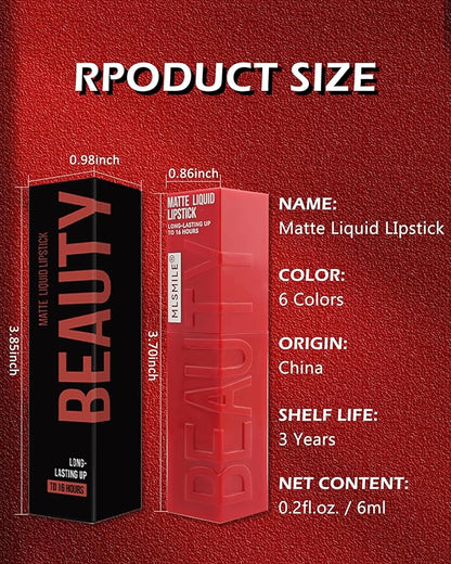 Matte Liquid Lipstick for Women, Highly Pigmented Lip Tint Stain, Super Velvet Matte Nude Red Lip Gloss, Up to 16H Wear, Long Lasting Waterproof Non-Stick Cup Lip Color Stay,Christmas Makeup Gift-02#
