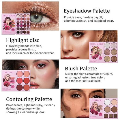 4-Layer Book-Style Foldable Makeup Palette Set | Portable