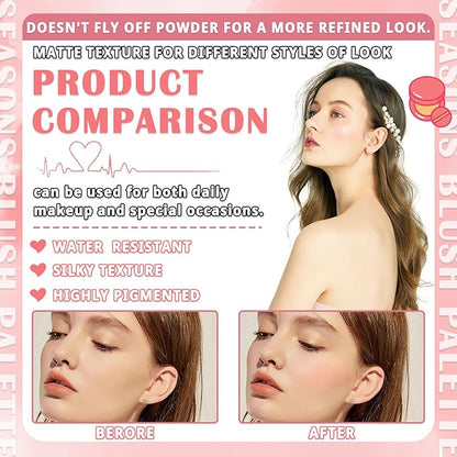 4 Colors Blush Palette for Cheeks,Face Matte Contour Brush 01