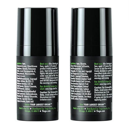 Tiege Hanley Morning and Night Facial Firming Serum (SUPER SERUM) and Eye Cream (EYES) for Men | Anti-Aging Pack | Sodium Hyaluronate and Retinyl Palmitate for Tighter, Smoother Skin | Caffeine to Fight Dark Circles | 0.5 ounces each