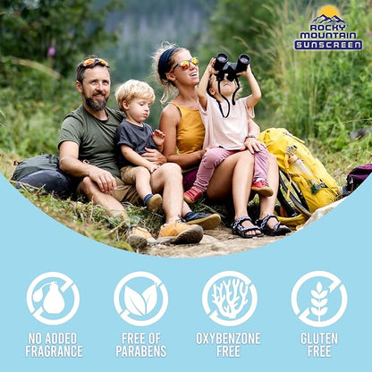 Rocky Mountain Sunscreen SPF 50 Gallon Lotion | Broad Spectrum UVA/UVB Protection | Hawaii 104 Reef Act Compliant (Oxybenzone & Octinoxate Free) | Water Resistant 80 Min. | Fragrance Free | 128 Fl Oz