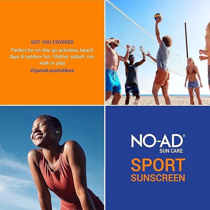 NO-AD SPF 50 SPORT Sunscreen Lotion | Hypoallergenic | Broad Spectrum UVA/UVB Protection | Water Resistant | Octinoxate & Oxybenzone Free with moisturizing Vitamin E and Aloe 16oz | Pack of 2