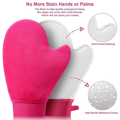 Self Tanning Mitt Applicator - 4 in 1 Self Tanner Mitt Applicator, Back Tanning Mitts Self Tanner Mitt Tanning Glove for Self Tan Mitt Sunless Tanner Mitt Applicator Tan Mit Tanning Brush