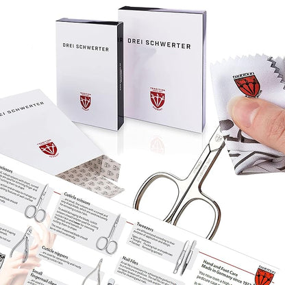 3 Swords Germany - brand quality 11 piece manicure pedicure grooming kit set for professional finger & toe nail care scissors clipper fashion leather case in gift box, Made by 3 Swords (00255)