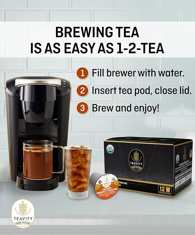 Organic Ginger with Echinacea, Turmeric, and Licorice for Keurig Decaf Tea by Teavity (36 Tea Pods)