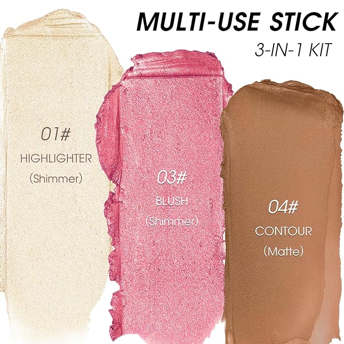 3Pcs Cream Contour Stick Makeup Kit - Cream