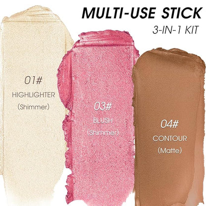 3Pcs Cream Contour Stick Makeup Kit - Cream