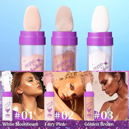 3 Colors Polvo De Hadas Highlighter Powder Stick Makeup Kit