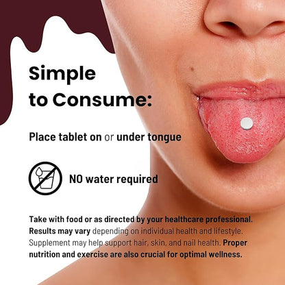 Biotin 500 mcg I Supports Healthy Hair, Nail & Skin I 60 Melting Tablets - 1 Pack I Cherry Flavor