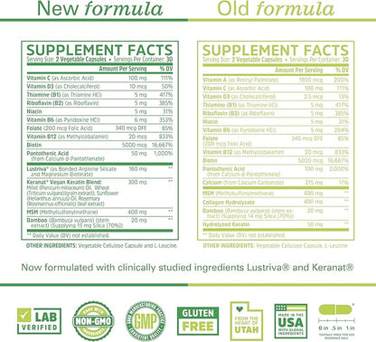 Zhou Hairfluence - Vegan Biotin Supplement for Hair Growth for Men & Women, Supports Stronger, Healthier Hair, Nails, & Glowing Skin with B Vitamin Complex - 60 Veggie Capsules (Pack of 1)