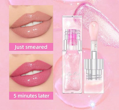 MAEPEOR Changing Lip Gloss 7 Colors Moisturizing Non-sticky Lip Oil Gloss Nourishing Shiny Glossy Lipgloss for Lip Care and Dry Lip (Color 00)