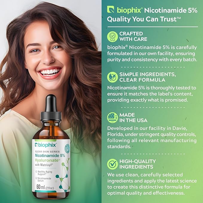 B-3 Nicotinamide Age-Defying Liquid Serum 2 oz - Hyaluronic Acid - Matrixyl ® - Supports Skin Health - Healthy Aging