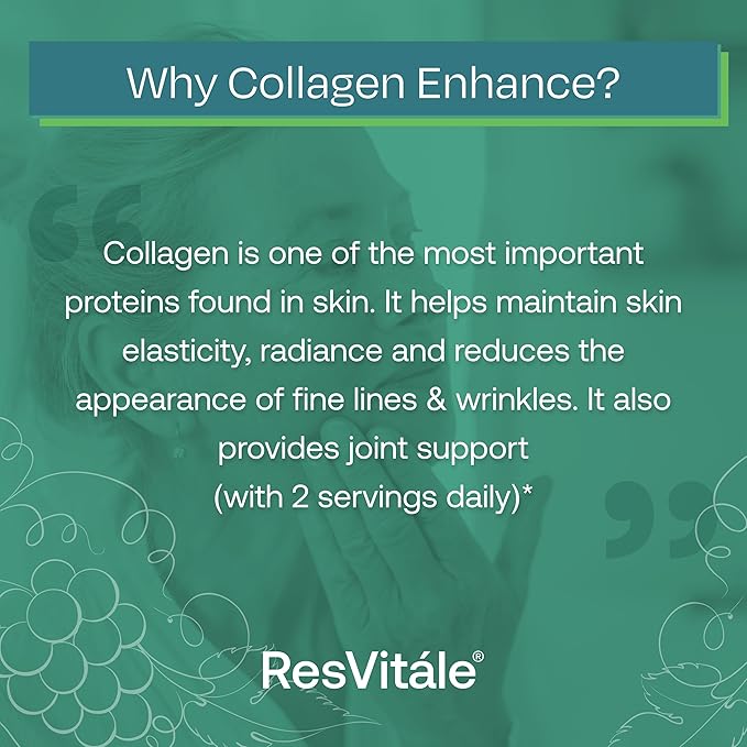 ResVitále Collagen Enhance - Beauty Supplement with Hyaluronic Acid & Resveratrol - 60 Capsules