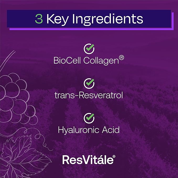 ResVitále Collagen Enhance - Beauty Supplement with Hyaluronic Acid & Resveratrol - 60 Capsules