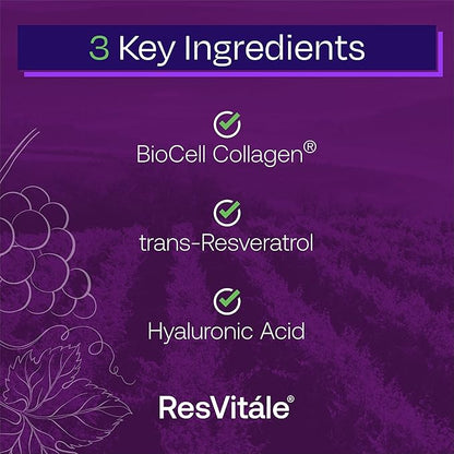 ResVitále Collagen Enhance - Beauty Supplement with Hyaluronic Acid & Resveratrol - 60 Capsules