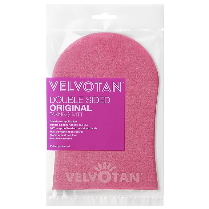 Original Double Sided Tanning Mitt - Pink - Self Tanning Applicator for Stain-Free Hands, Washable & Reusable, Use with Any Fake Tan