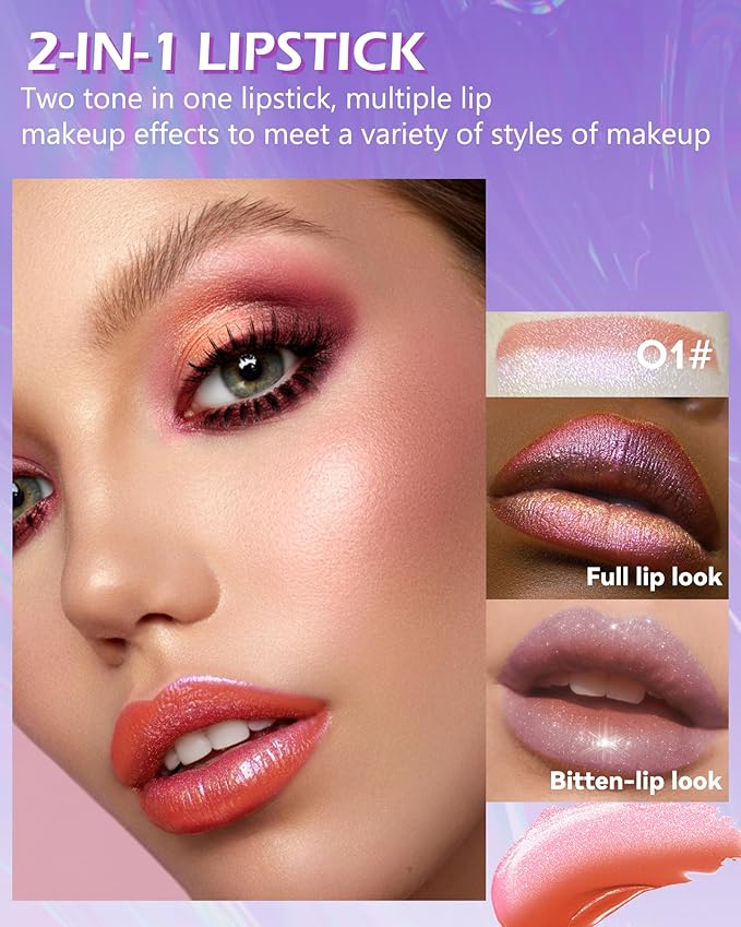 Glitter Matte Lipstick, 2 In 1 Two Tone Glitter