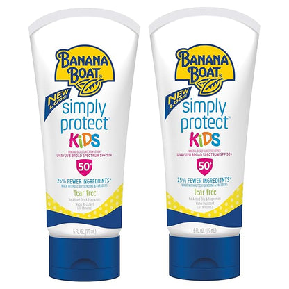 Banana Boat Kids Mineral Sunscreen Lotion SPF 50 Twin Pack and Sport Sunscreen Stick SPF 50 Travel Size