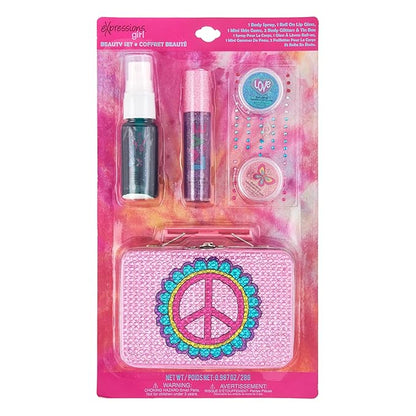 Expressions 6pc Peace & Rhinestones Beauty Set w/Tin Storage