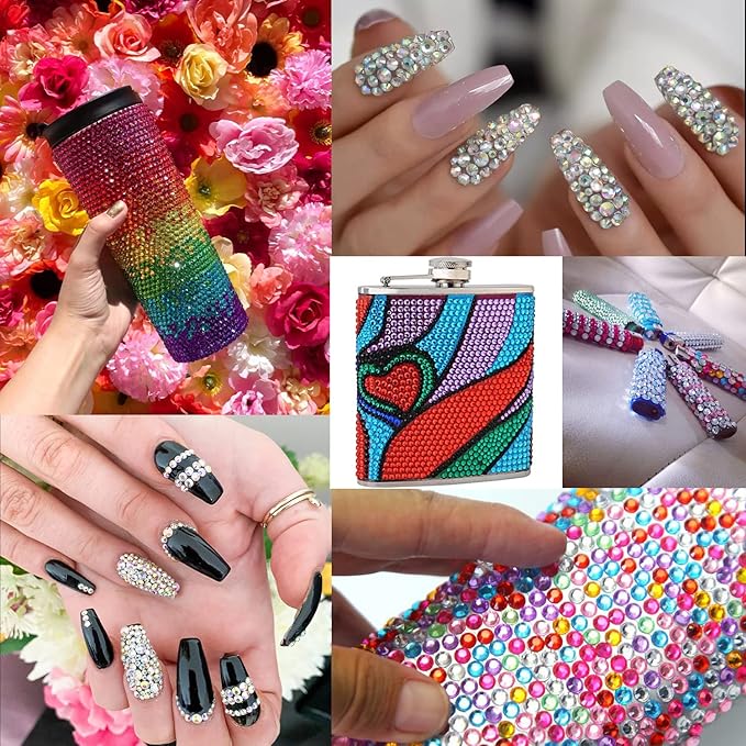 Flat Back Rhinestone Kits Colorful Rhinestones+Crystal AB Gems