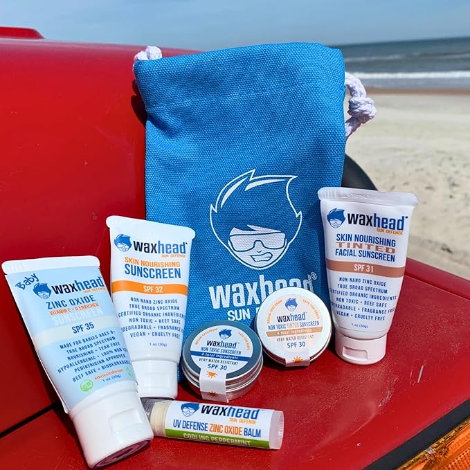 Waxhead Sampler Kit - Coral Reef Safe Sunscreen for Kids Sunscreen Travel Size Sunscreen TSA Approved Biodegradable Sunscreen, Environmental Friendly Sunscreen, Mineral Sunscreen Zinc Oxide