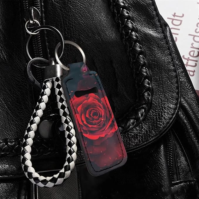 Women Girls Red Rose Print Lipstick Travel